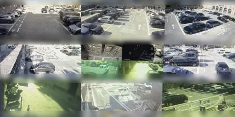 Monitor z obrazem ze wszystkich kamer parkingu
